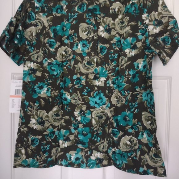 Gloria Vanderbilt Floral Short Sleeve Blouse - Picture 2 of 5